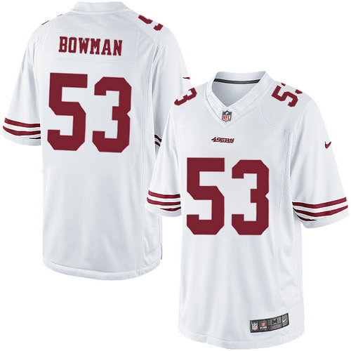 Men's Limited NaVorro Bowman Nike Jersey White Road - #53 NFL San Francisco 49ers